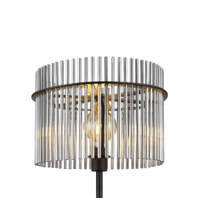 Globo Stojací lampa Gorley, výška 152 cm, kouřově šedá, sklo/kov