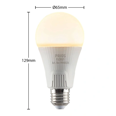 PRIOS LED žárovka E27 A60 15W bílá 3 000K