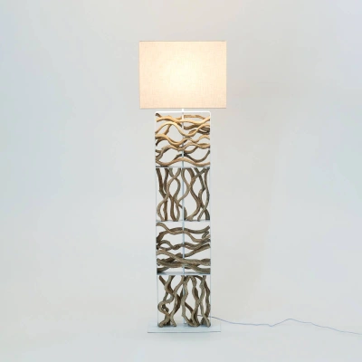 Holländer Stojací lampa Tremiti, barva dřeva/béžová, výška 160 cm, dřevo