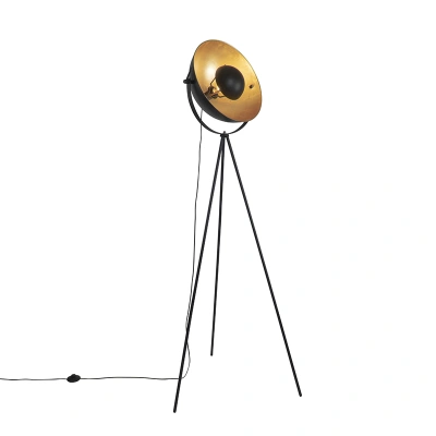 Stojací lampa černá se zlatým nastavitelným stativem 42 cm - Magnax