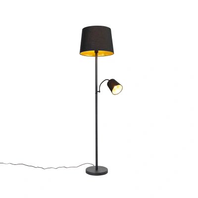Chytrá stojací lampa černá se zlatem včetně WiFi A60 a E14 - Retro