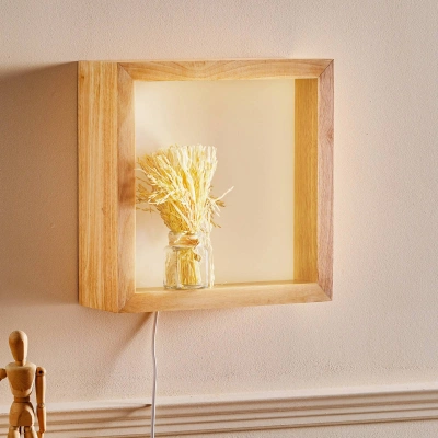 Fabas Luce Nástěnné LED světlo Window, 37 x 37 cm, dub